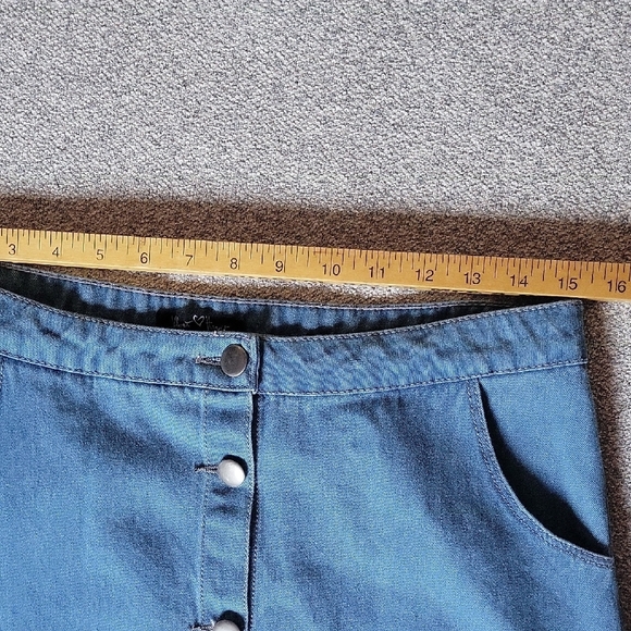 Velvet Heart Vintage Button Up Blue Midi A-Line Skirt Size L - Picture 5 of 8
